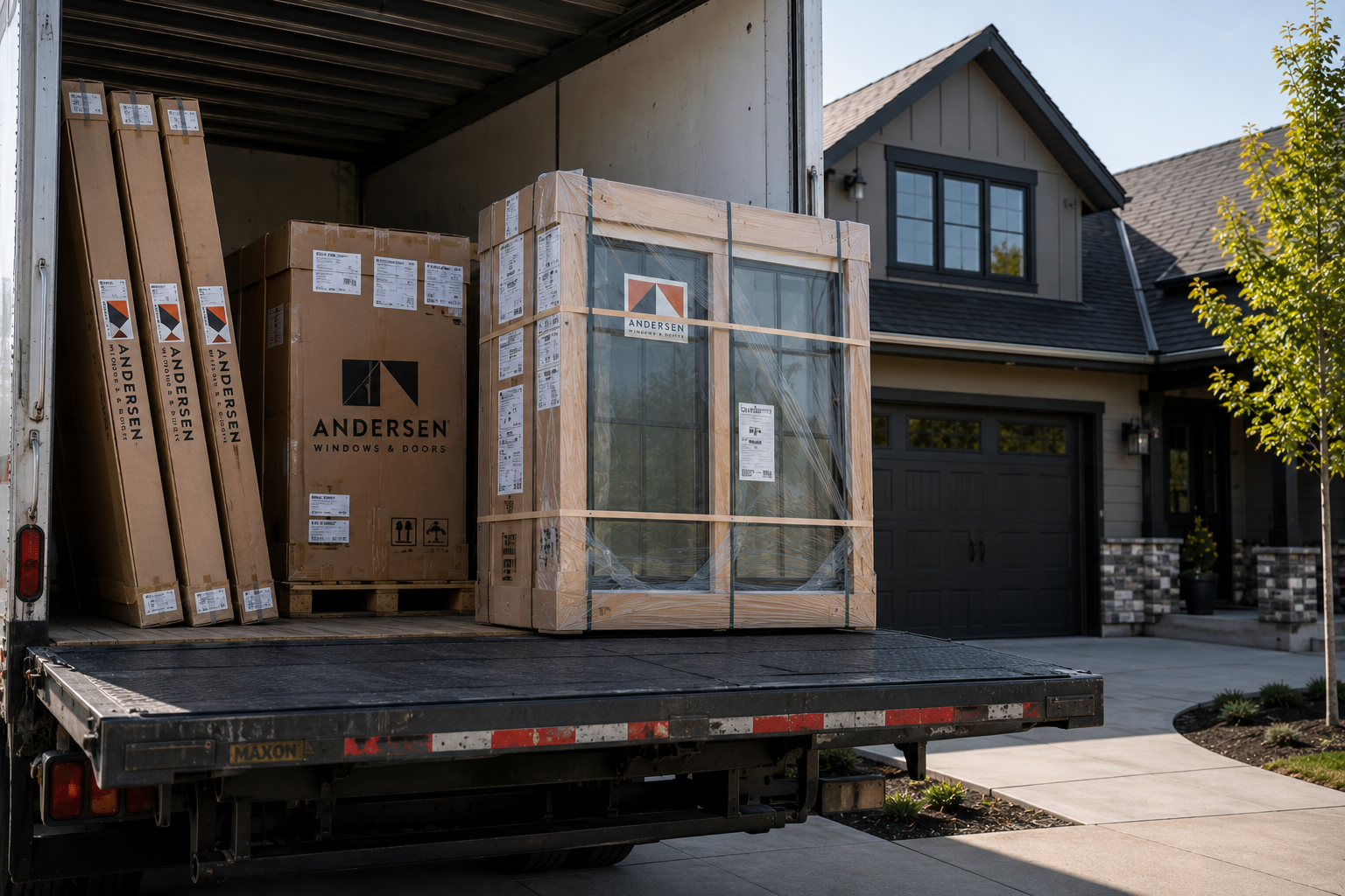 Andersen windows delivered to the jobsite